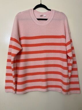 GAP Pink Stripped Crewneck Sweater